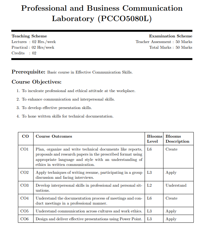 Teaching Scheme